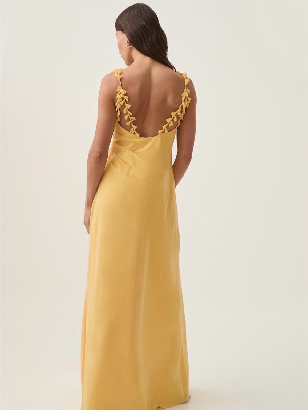 Aje Mustard Yellow Backless Maxi with Leaf-Strap Detail